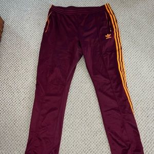 Adidas long track pants maroon orange striped xxl